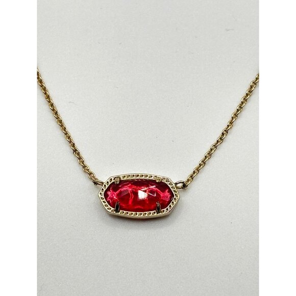 Kendra Scott Gold Necklace With Bright Pink Oval Crystal Pendant - Picture 3 of 6
